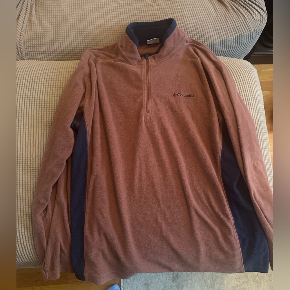 Columbia Tan and Navy Fleece Jacket